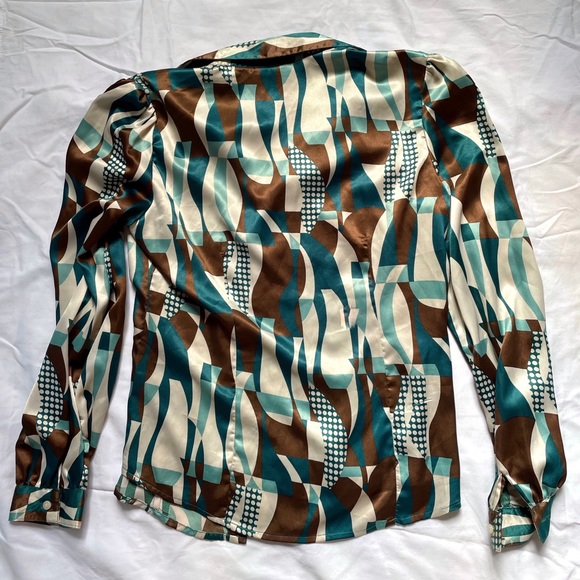 70s Inspired Multi color Button up Blouse - Picture 3 of 4